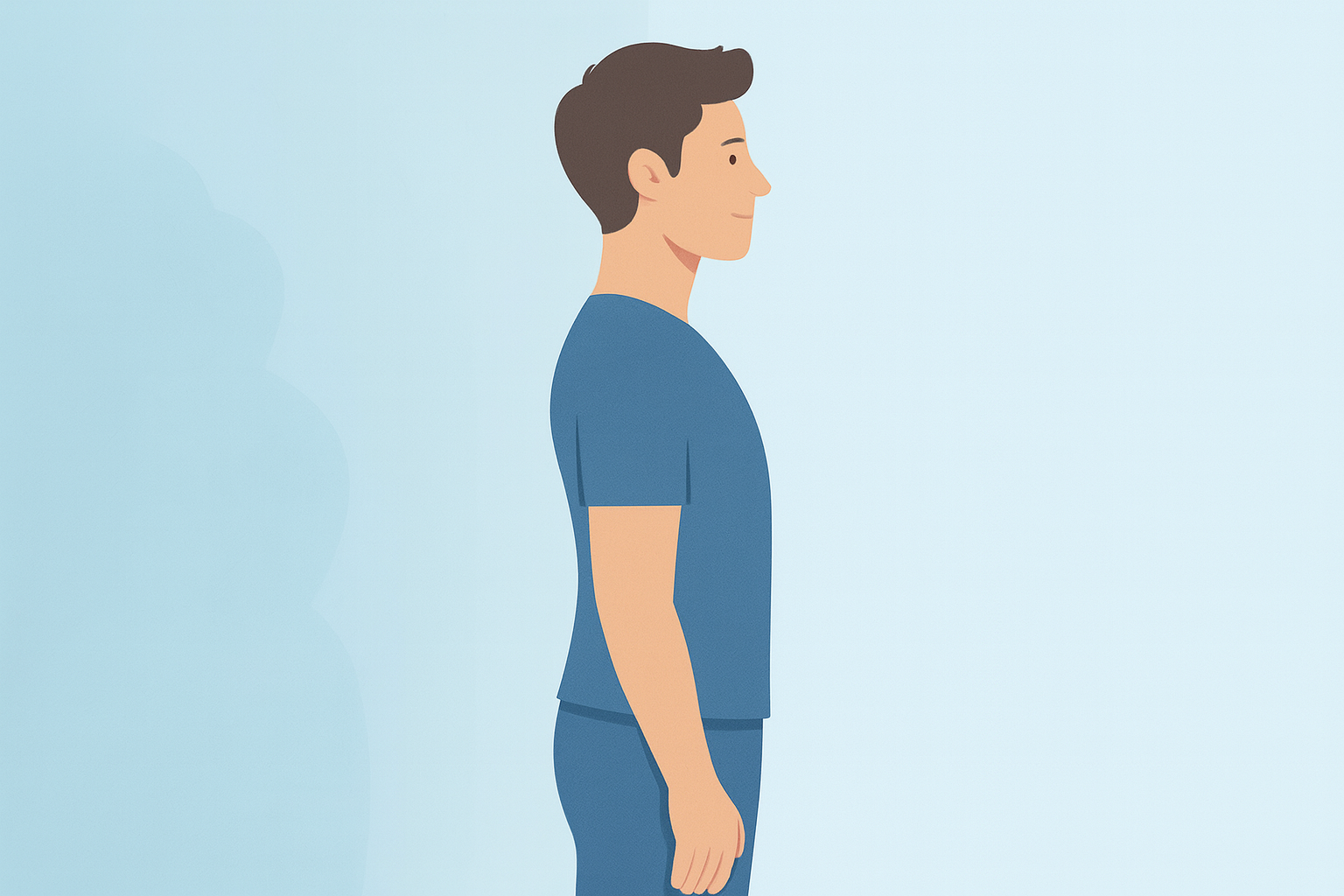 Person standing with improved posture