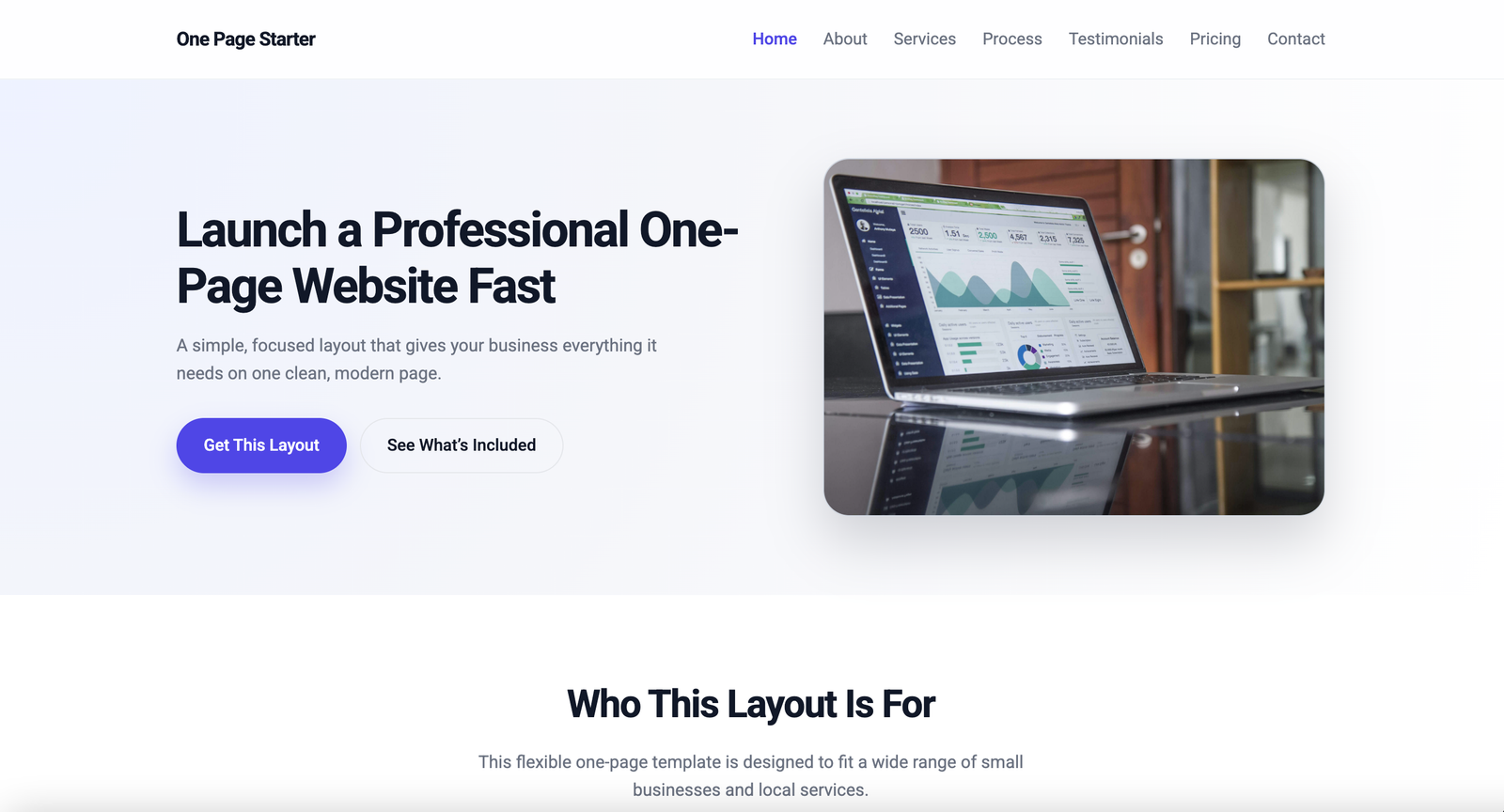 One Page Starter Template Preview